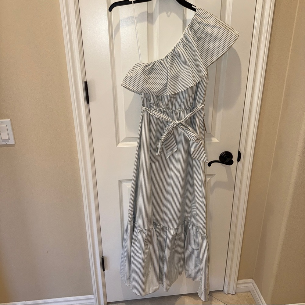 Express Striped Asymmetrical Ruffled Tiered Dress NWT